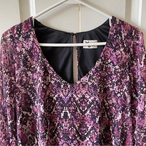 Show Me Your MuMu Donna Michelle Snakeskin Print Purple Tunic Top Size Small - Picture 6 of 11